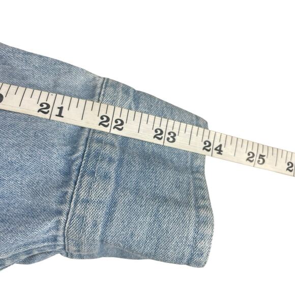 VTG Marlboro Denim Shirt Men Sz M Duck Embroidered Pockets Faded Cowboy Outdoor - Picture 12 of 13